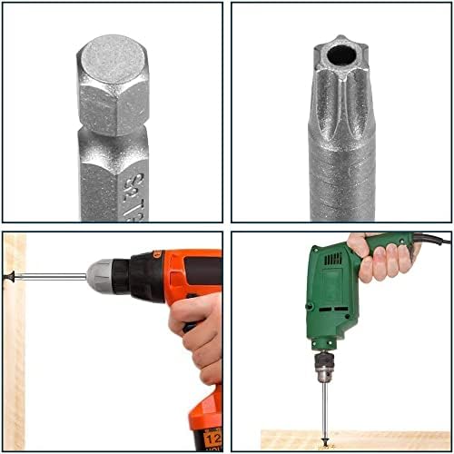 Utoolmart Torx Bits de chave de fenda, pedaços de chave de fenda hexáticos de 1/4 de polegada, bit de prova de adulteração