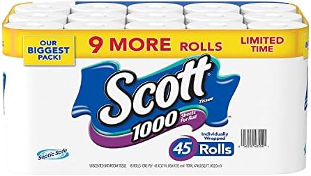 Scott 1000 Limited Edition Bath Tissue, 45 contagem