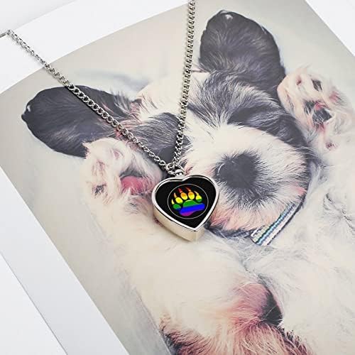 LGBT Gay Pride Rainbow Bear Paw Pet Urna Colar para Pet's Cat's Ashes's Ketesão Pingente Memorial Jewelry Gifts