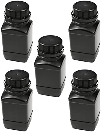 Bettomshin 5pcs garrafas de reagente de boca larga, 60x115x40mm/2.36x4.53x1.57 250ml PE Garda de vedação sólida de plástico,
