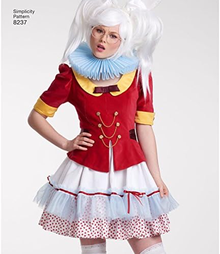 Simplicidade 8237 Disney Alice no País das Maravilhas Rabbit White e Mad Hatter Costume Costura Padrão, Tamanhos 6-14