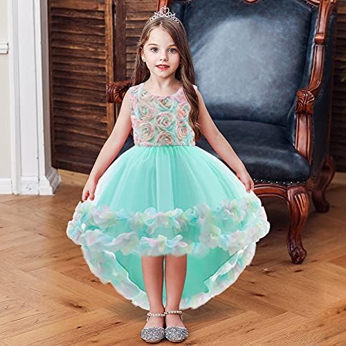 18m-9T Criança criança meninas coloridas Floral Floor Dress Festa de casamento Evening Formal PiGeant Dança vestido de