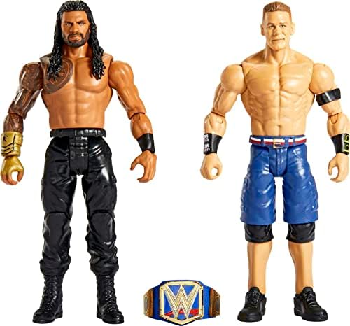 Mattel WWE Roman Reigns vs John Cena Championship Ação Figura 2-Pack com o Universal Championship, 6 polegadas