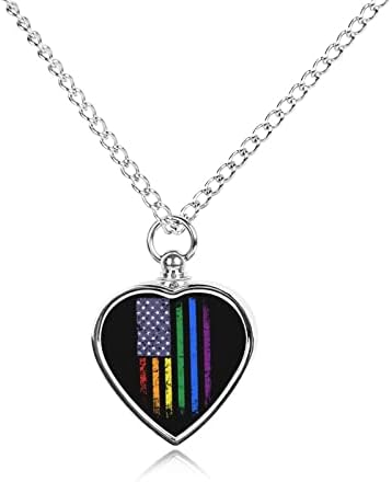 EUA Rainbow LGBT Flag gay Bandeira Pet Urna colar personalizado portador de cinzas Coração de lembrança jóias de
