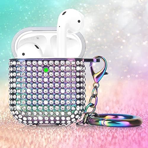 Caso para AirPods 2/1, Filoto Bling Crystal PC AirPod 1st/2ª geração Capa para mulheres meninas, acessórios de proteção rígida