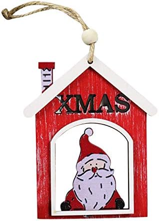 Decorações de Natal de Wooden Santa Xmas Presentes de Ornamentos artesanais Decoração pendurada Janela de vitral