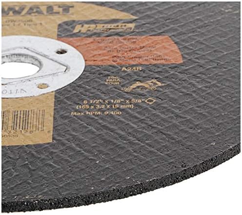 Dewalt DW3508 6-1/2 polegadas por 1/8 de polegada por 5/8 polegadas A24R Roda de corte de metal abrasivo