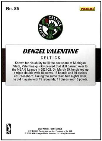 Denzel Valentine RC 2021-22 Panini NBA G League 85 nm+ -mt+ Basketball Box Set Pré-Rookie