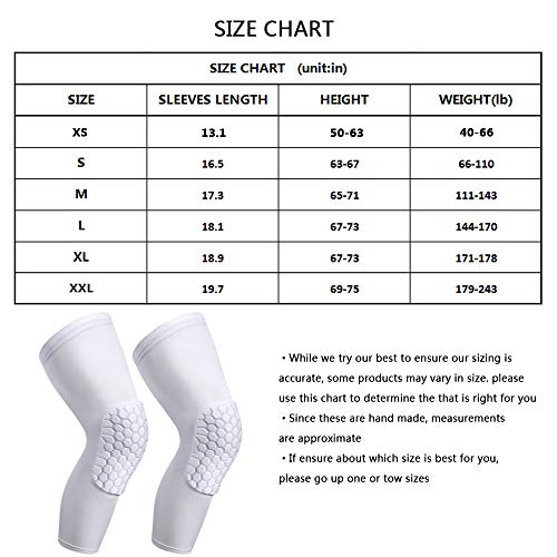 Pisiqi Knee Compression Pads de manga de perna longa Proteção de suporte para basquete, futebol e vôlei