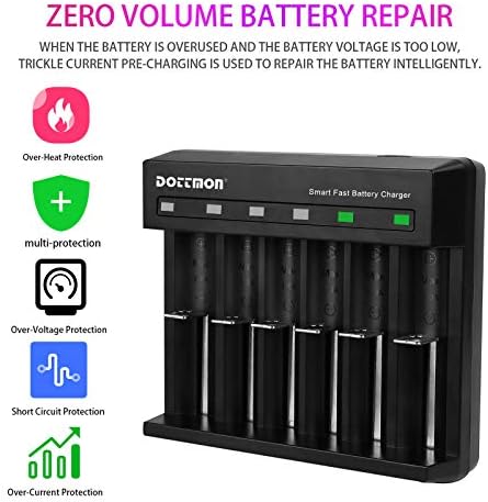 Dottmon 6-Bay LED Universal Battery Charger para baterias NI-MH ou NI-CD e baterias de íon de lítio