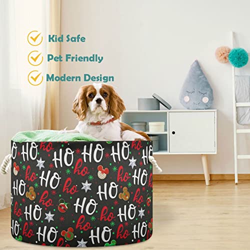 VISESUNNY colorida colorida Hohoho Christmas Black Laundry Cestas de tecidos Caixa de armazenamento de armazenamento de armazenamento Caspa de cesto de armazenamento de cesta de roupas de brinquedos para banheiro, quarto, berçário, armário, escritório