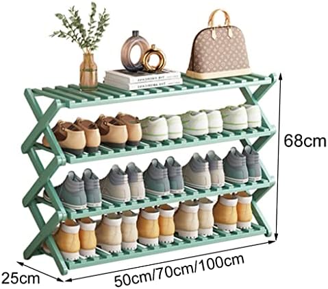 Rack de sapato de bambu para entrada de armário de 4 camadas de estampa de camada empilhável Organizador de sapatos de armário