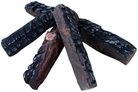 Hmleaf 4 pequenos pedaços de lareira de cerâmica em forma de madeira Torros para lareiras a gás etanol, fogões, fogueiras