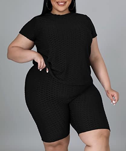 Folivora feminina plus size duas peças roupas de suor de verão elástico