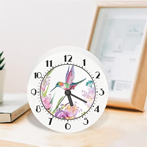 Howilath Hummingbird Pintura Kids Alarle Clock, Silent Non On Ticking Decoração Infantil Relógios Questionados Relógio de parede