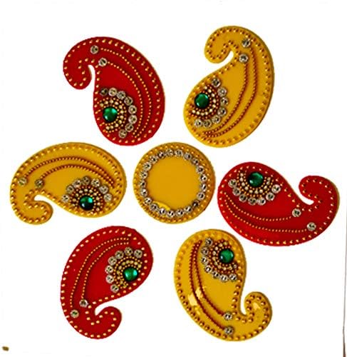 Plástico reutilizável keri forma acrílica decorativa artesanal Rangoli Conjunto para decoração de piso para funções de Diwali puja, multicolor, 7 polegadas, 7 pcs por Índio colecionável