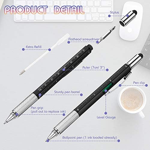 30 peças caneta de ferramenta 6 em 1 ferramenta de tecnologia multitool com régua, medidor de nível, caneta de esfero