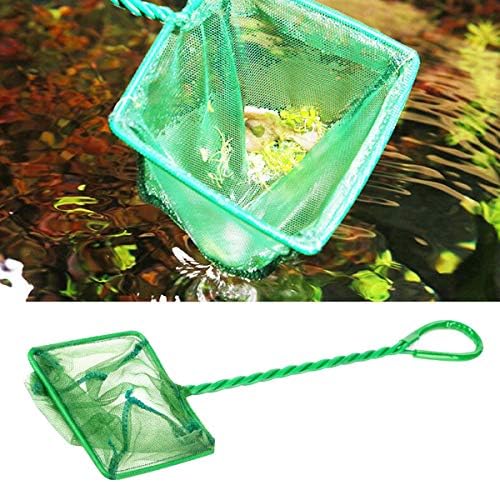 Soopow 4pcs- Rede de peixes de aquário de 4 polegadas, limpador de tanque de peixe de malha fina, rede de aquário Fine malha pequena peixe captura redes com alça de plástico- verde