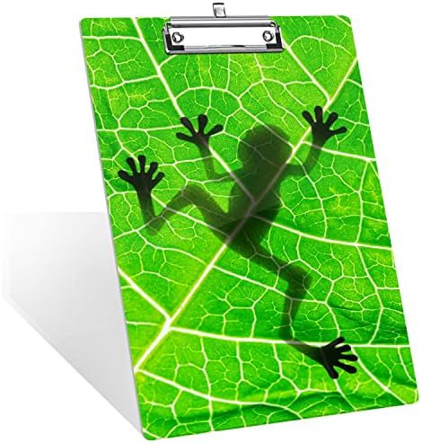 Pranda de armas, pranchas de clipes decorativas A4 Tamanho da letra Clipboards para Escola de Office PVC Hardboard com clipe de baixo perfil 12.2x8.6 em - Tree Frog Shadow,