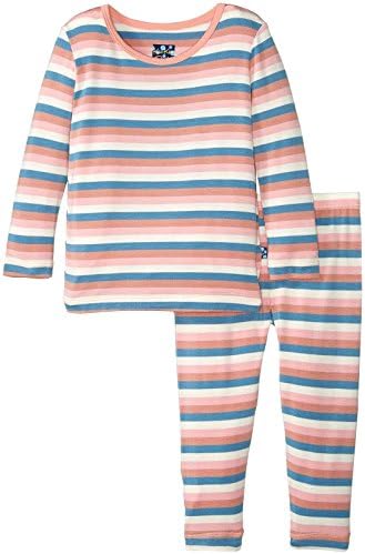 Kickee calça impressão de meninas de meninas de pijama de manga longa PRD-KPLP108-BLMC