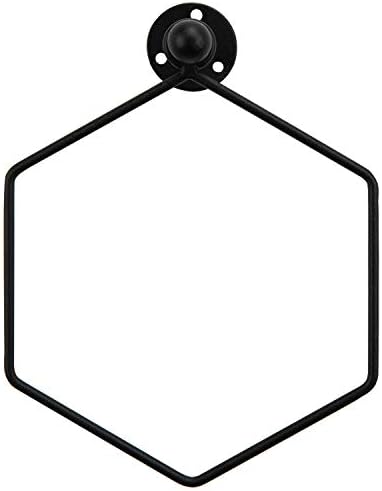 Mygift Mold Meded Metal Black Metal Hexagon Ring, arame industrial em forma de toalha de mão em forma de arame para