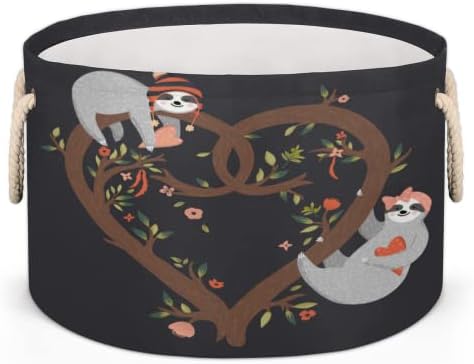 Coração afiado árvore fofa cestas redondas grandes para cestas de lavanderia de armazenamento com alças cestas de armazenamento
