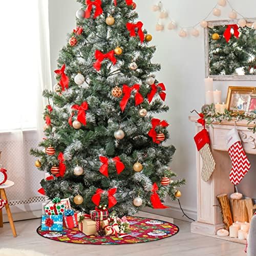 VISESUNNY TRIA DE NATAL MAT Feliz Natal Papai Noel Tree Stand Mat Floor Protetor Absorvente Tree Stand Tape