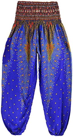 Andongnywell Festival feminino Hippie Hippie Ladies Dye Print Loose Long Yoga Trouser Sports Lanters