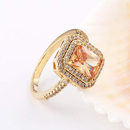 Play Pailin Princesa Cut Crystal CZ Zircônia Amarelo Gold Mulheres Mulheres Lady Wedding Rings Caixa