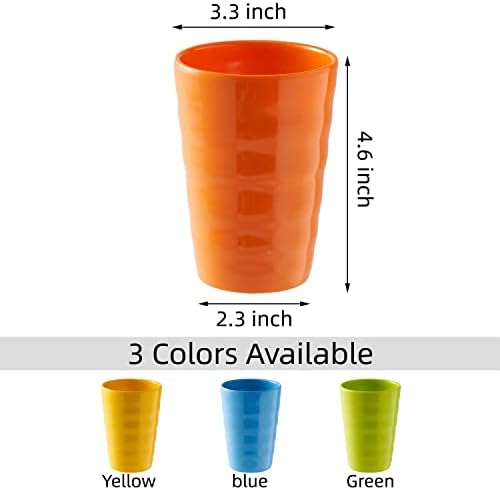 R Jurong 13oz/370 ml de copos de capoeira de melamina inquebráveis, conjunto de 4. copos de bebida de plástico saudáveis ​​para crianças adultos em uso interno e externo. Reutilizável, lava -louças seguro, bpa livre.stackable.
