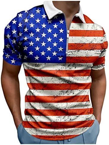 Mens American Flag Polo Camisetas Patriótica 4 de julho Camise