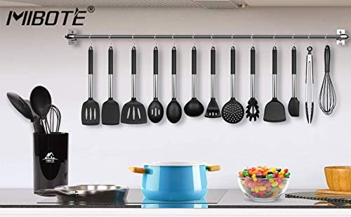 Utensílios de cozinha de silicone de 15 PCs MiBote, utensílios de cozinha com silicone sem BPA resistente ao calor e conjunto