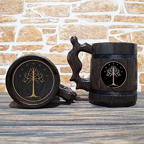 Árvore da caneca de cerveja de madeira de Gondor, tanque de cerveja, caça personalizada de cerveja de madeira, presentes