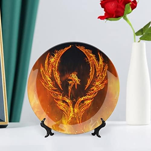 Fire Phoenix Bone China Decorativa Placa decorativa com Stand Home Wobble-Plate Placas Placas de Placa Doméstica Presente 8 polegadas