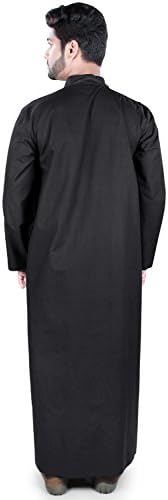 Traje masculino mybatua Daffah, Dishdash, elegante galabiyya islâmico em preto