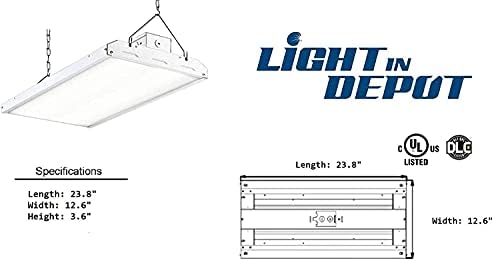 4pack 2ft High Bay Light, LED Linear Shop Light, 165W- 23100LM- 5000K- 400WMH Equal-120277V AC, para armazém, garagem, bancada, supermarke