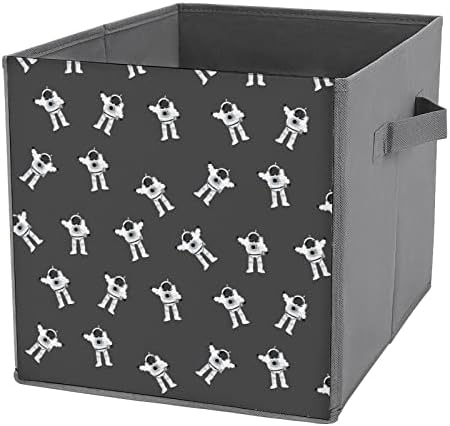Cubos de caixa de armazenamento de padrões espaciais cosmonaut organizadores de tecidos dobráveis ​​com alças de roupas de manobra Breking Breking Basket para prateleiras Closet 10.6