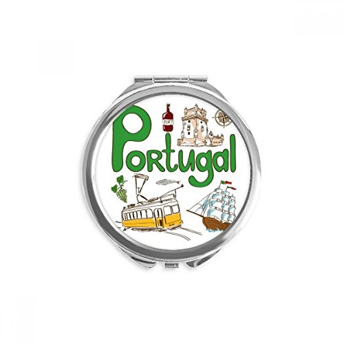 Portugal Símbolo Nacional Mandmar Padrão Compacto Mão Espelho redondo Vidro de bolso portátil