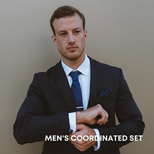 Laços para homens ajustados com punho quadrado de bolso e clipe de gravata | Lenço de gravata na caixa de presente