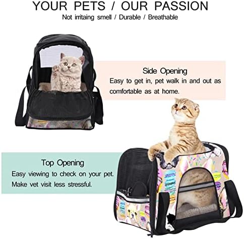Transportador de animais de estimação Face Bulldog com Macaron Pattern Soft-side-side Pet Travel para gatos, cães cachorros confortável portátil