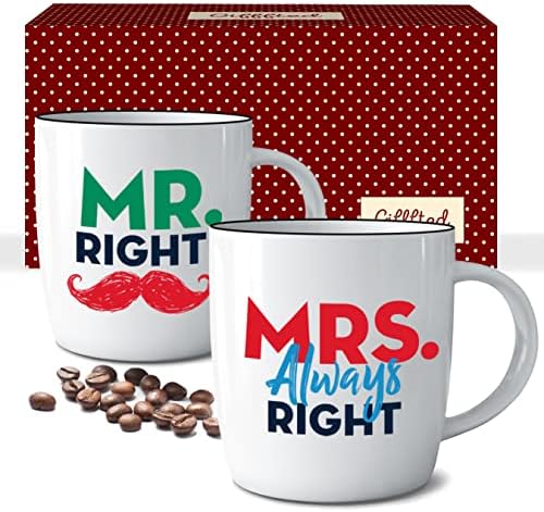 Triple Gifffted Sr. Right Sra. Always Right Coffee Canecas para casal, presentes de aniversário de casamento, presentes de Natal