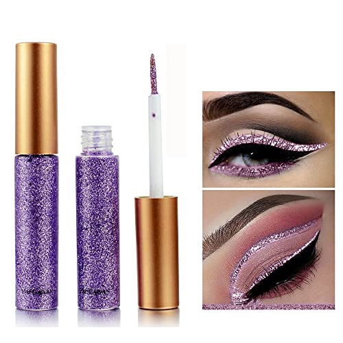 Delineador líquido Glitter Glitter Eyeliner Metallic Shimmer Eyeshadow, delineador de maquiagem à prova d'água de longa