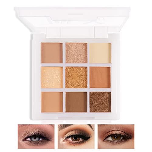 BOOBEEN 9 CORES Paleta de sombras, cores ricas, cremoso, misturável com pó de sombra de brilho e brilho fosco para maquiagem para os olhos