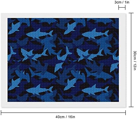 Kits de pintura de diamante de tubarões azuis de camuflagem 5D DIY DIRO FULHO FILIZAÇÃO RETRAS DE ARTES DE PAREDE DE WALL DOBRE
