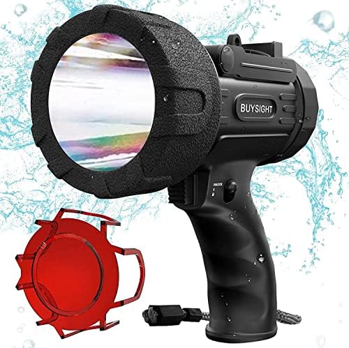 Buysight Recarregable Spotlight lanterna, holofote de mão 120000 lúmens lanterna à prova d'água Lâmpada de caça com filtro