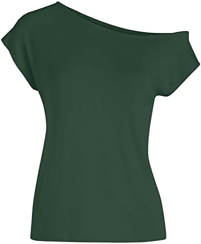 Camisetas femininas de nokmopo Moda de verão curta Moda casual cor sólida Sexy de pescoço inclinado