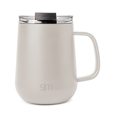 Caneca de café moderna simples com tampa e alça | Copo de chá de café em aço inoxidável isolado reutilizável | xícara
