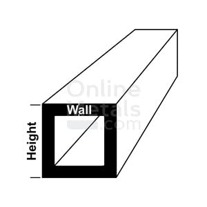 A500/A513 Tubos quadrados de aço carbono, laminado a quente, ASTM A-36, 3,5 altura, 1/4 de parede, 36 de comprimento, onlinemetals