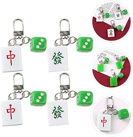 Valiclud amulet charme decoração 4pcs chineses teclado de sorte mahjong telhas chaves feng shui titulares de bolsa de