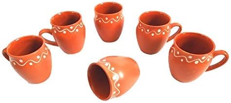 Xícaras de cerâmica de odishabazaar kulhar copos tradicionais de chá indiano chai chai de 6